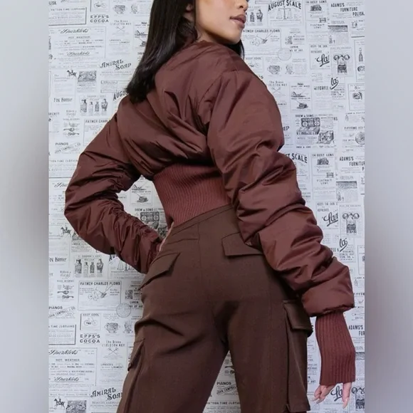 Brown Baddie Crop Jacket - Picture 7 of 8